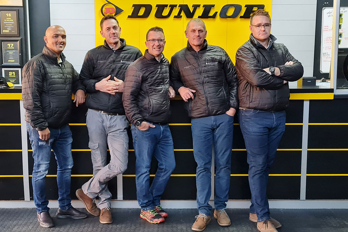 The Palm Tyre team in the Dunlop Zone showroom